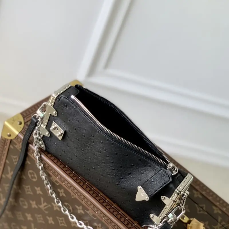 M25445 Black Ostrich 23x12x4cm High Quality Bags - Image 9