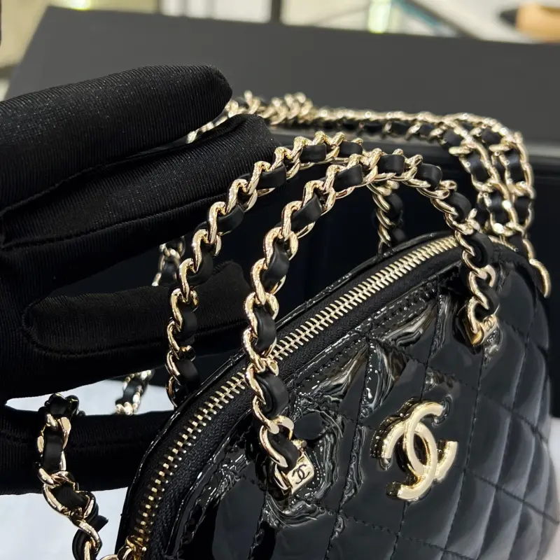 23s Black Patent Shell Bag Small Size High Quality Bags - Image 5