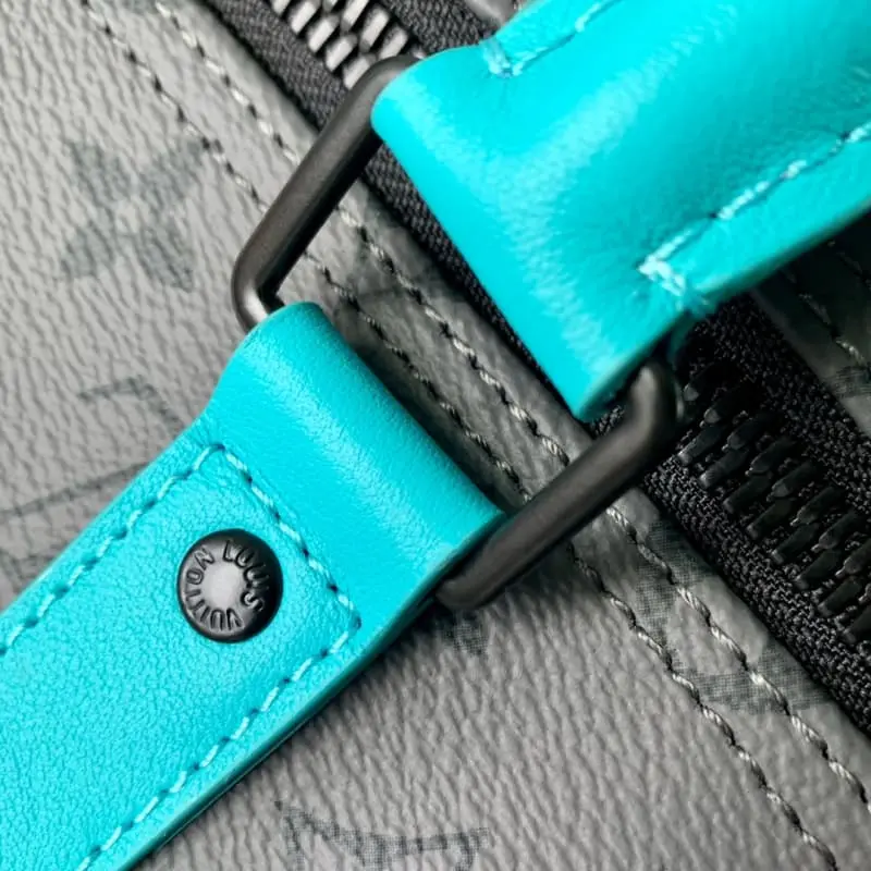 M11481 Silver Flower Light Blue 45 45x27x20cm High Quality Bags - Image 7