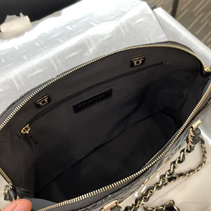 23s Leather Shell Bag Black Large High Quality Bags - Image 3