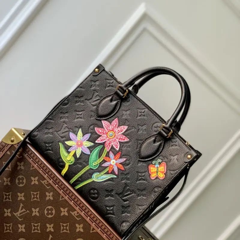 M21732 Black Flowers 25x19x11.5cm High Quality Bags