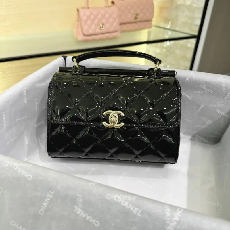 23k Patent Leather Black Box High Quality Bags